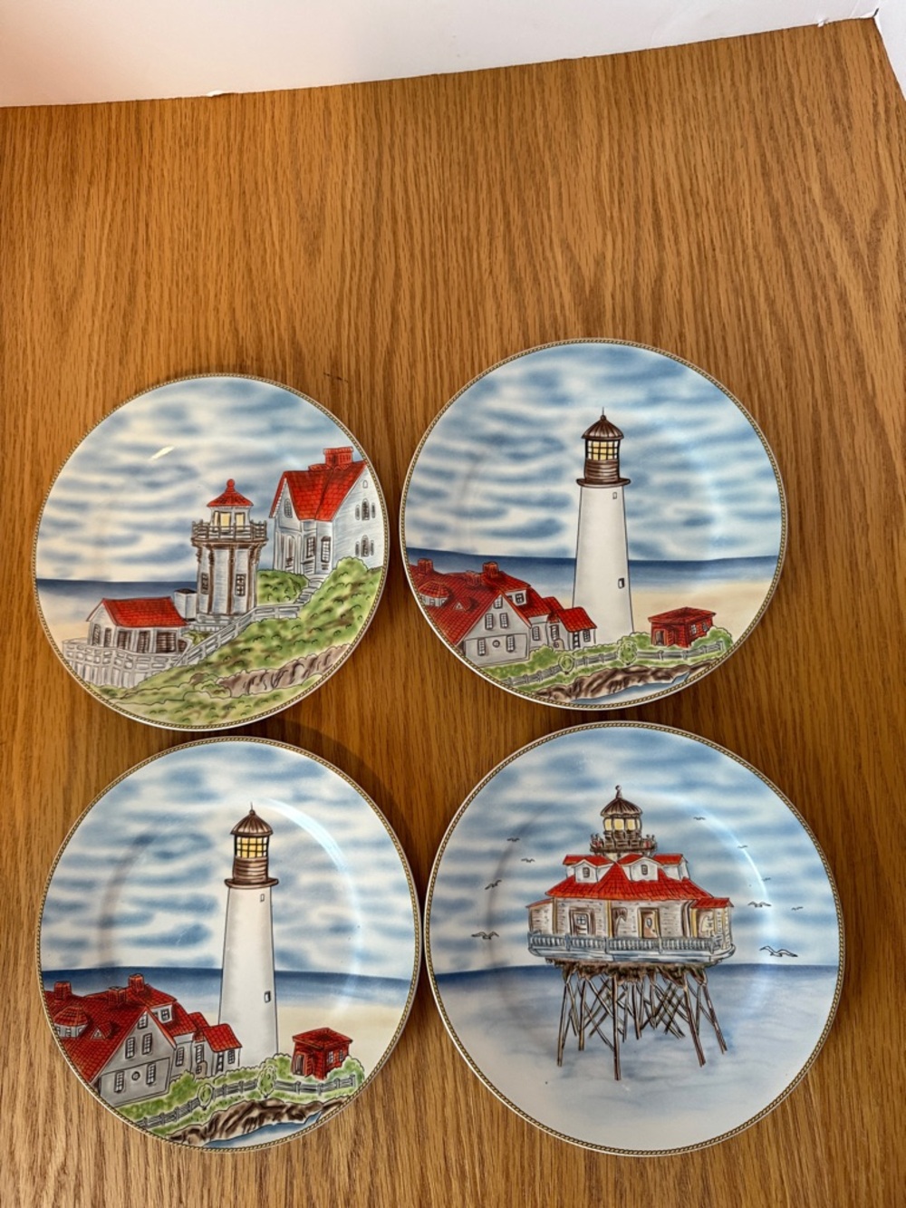 Royal Norfolk Coastal Lighthouse salad Plates - 4